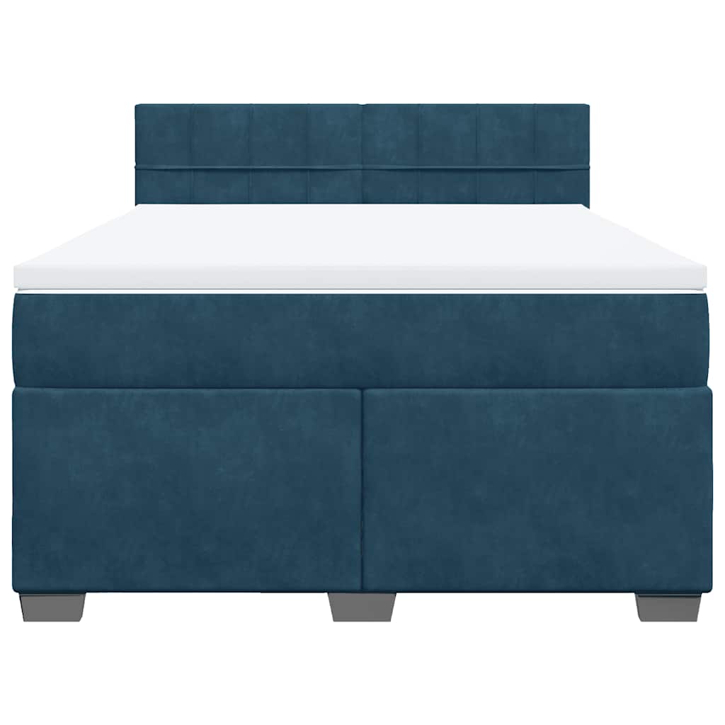 Cama com molas/colchão 140x200 cm veludo azul-escuro