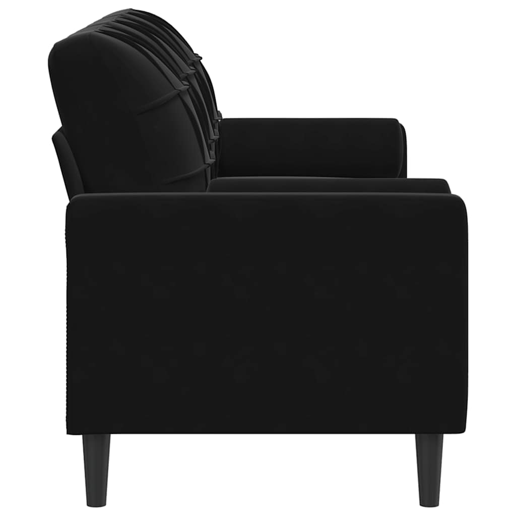 Sofá 3 lugares c/ almofadas decorativas 180 cm veludo preto