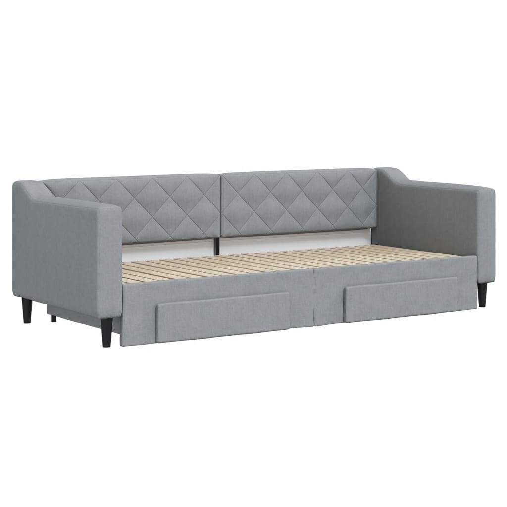 Sofá-cama c/ gavetão e gavetas 80x200 cm tecido cinzento-claro