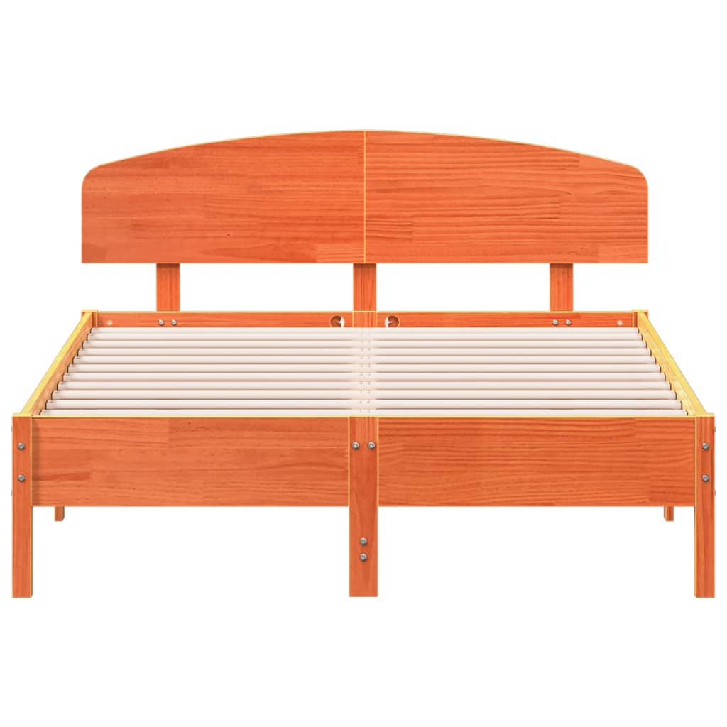Cama sem colchão 135x190 cm madeira pinho maciça castanho-mel