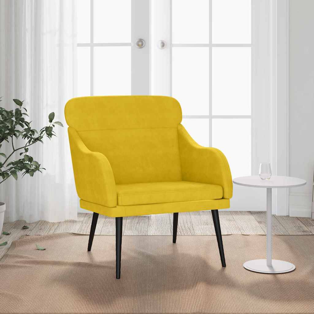 Cadeira c/ apoio de braços 63x76x80 cm veludo amarelo