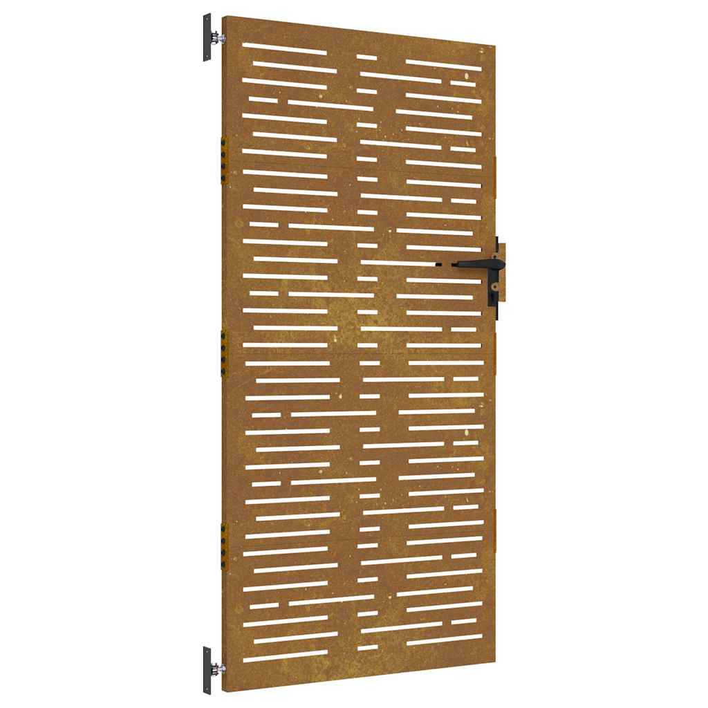 Portão de jardim 85x200 cm aço corten design quadrados