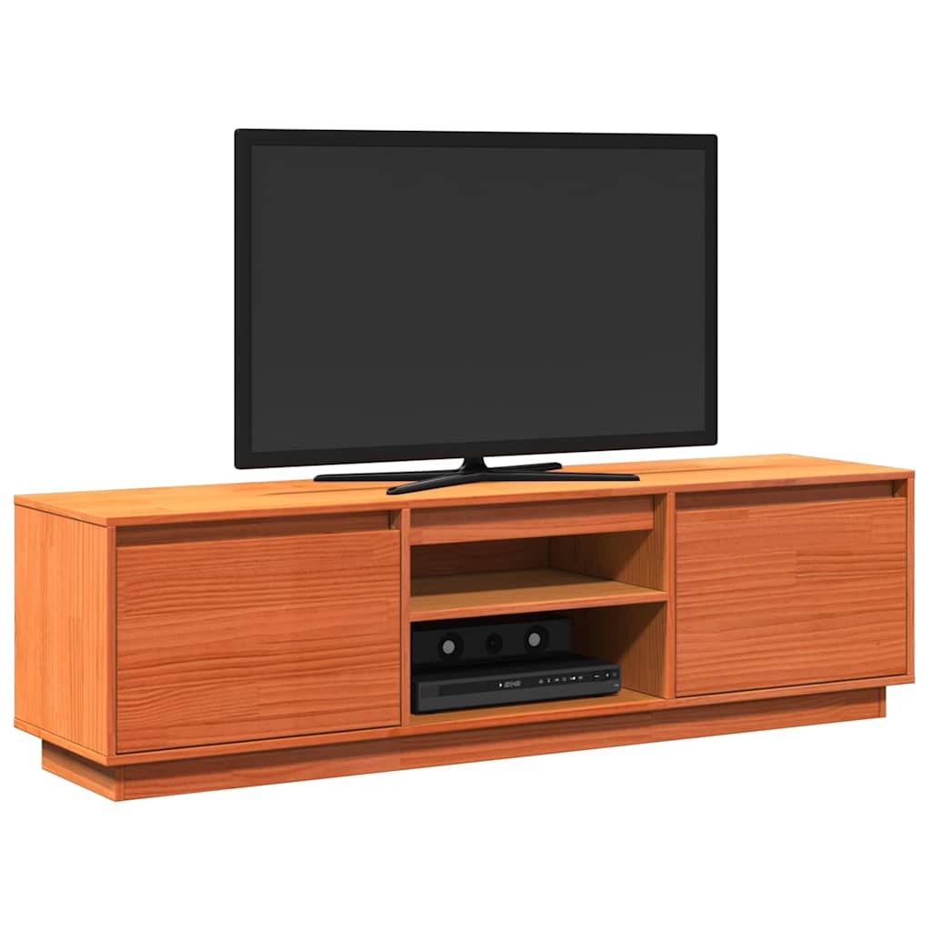Móvel de TV 140x35x40 cm madeira de pinho maciça castanho mel