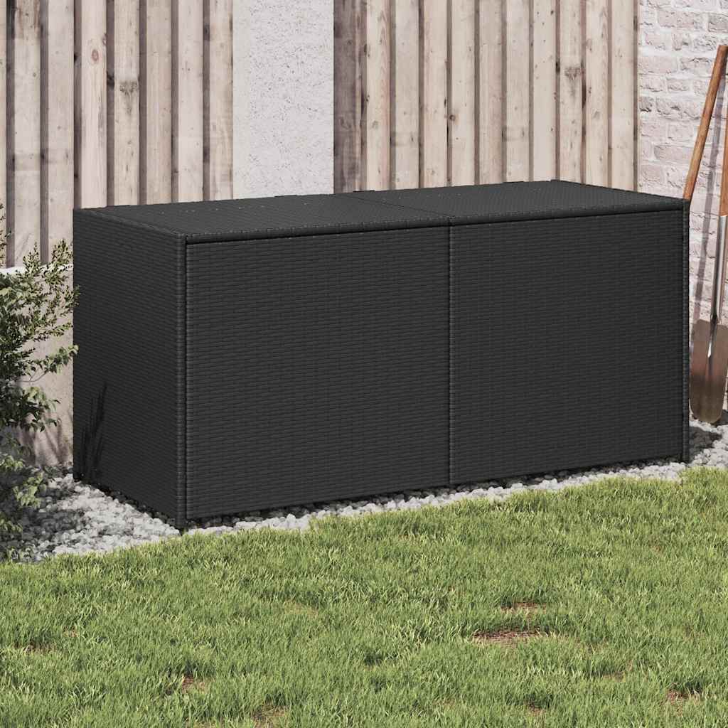 Caixa de arrumação para jardim 283l vime PE preto