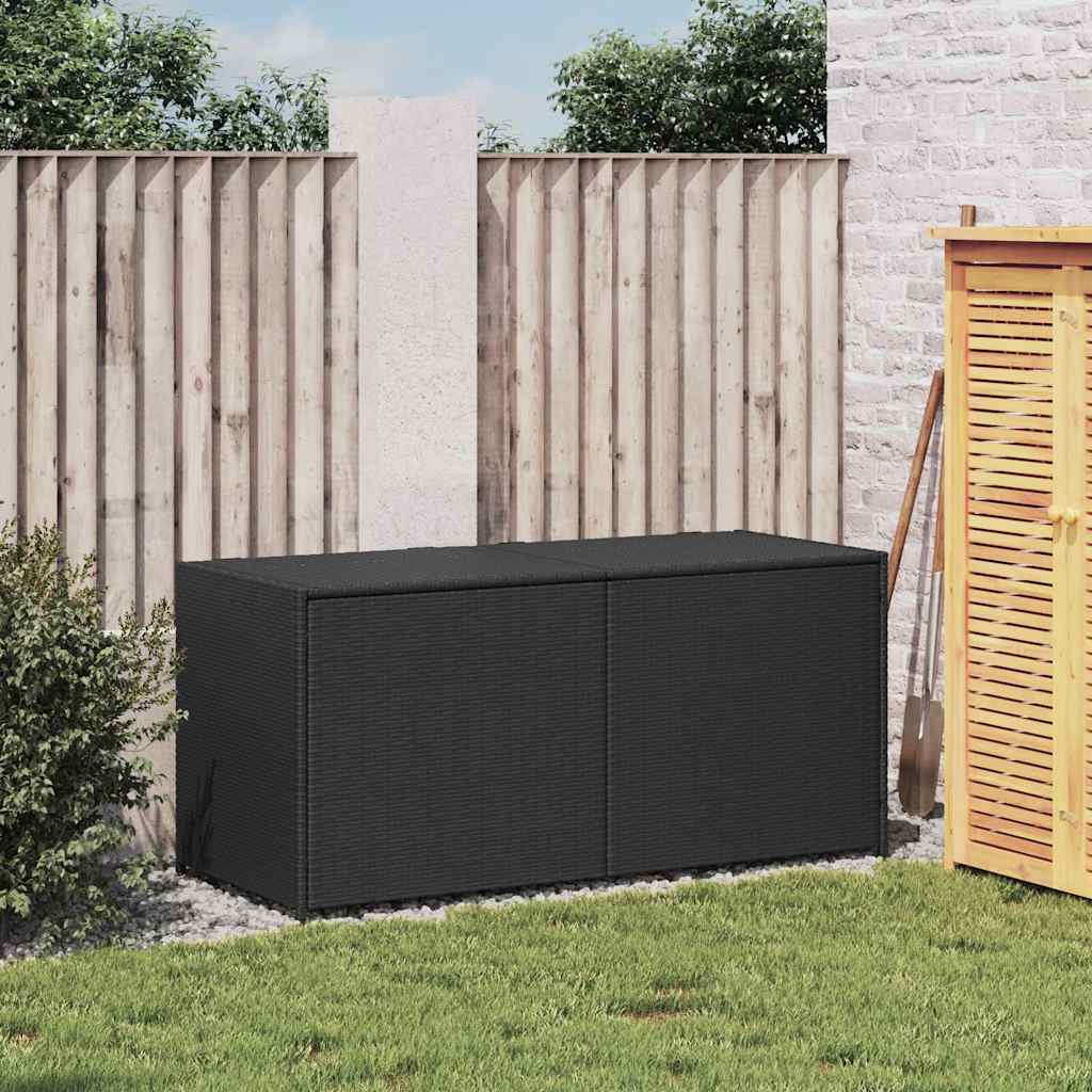 Caixa de arrumação para jardim 283l vime PE preto