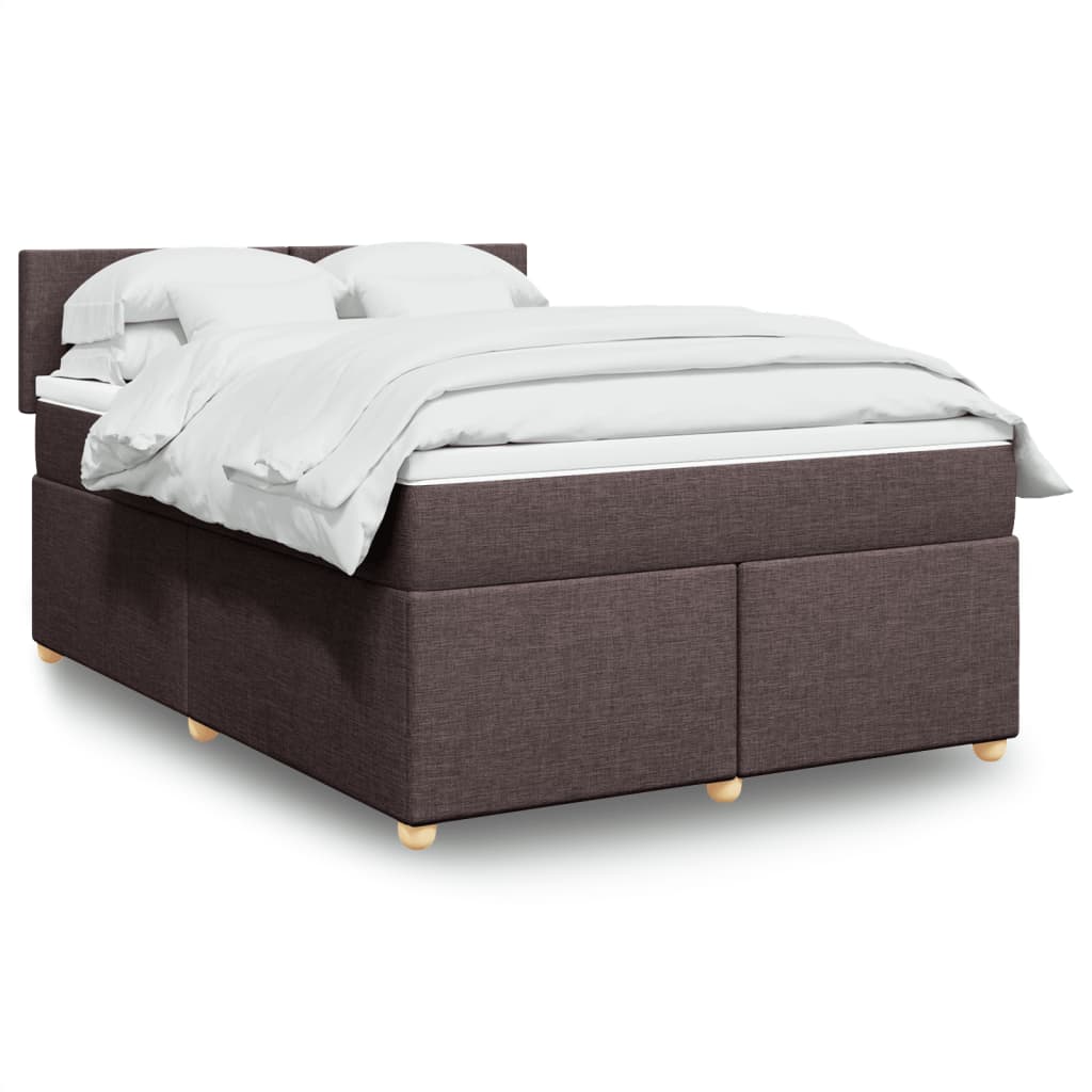 Cama com molas/colchão 140x190 cm tecido castanho-escuro