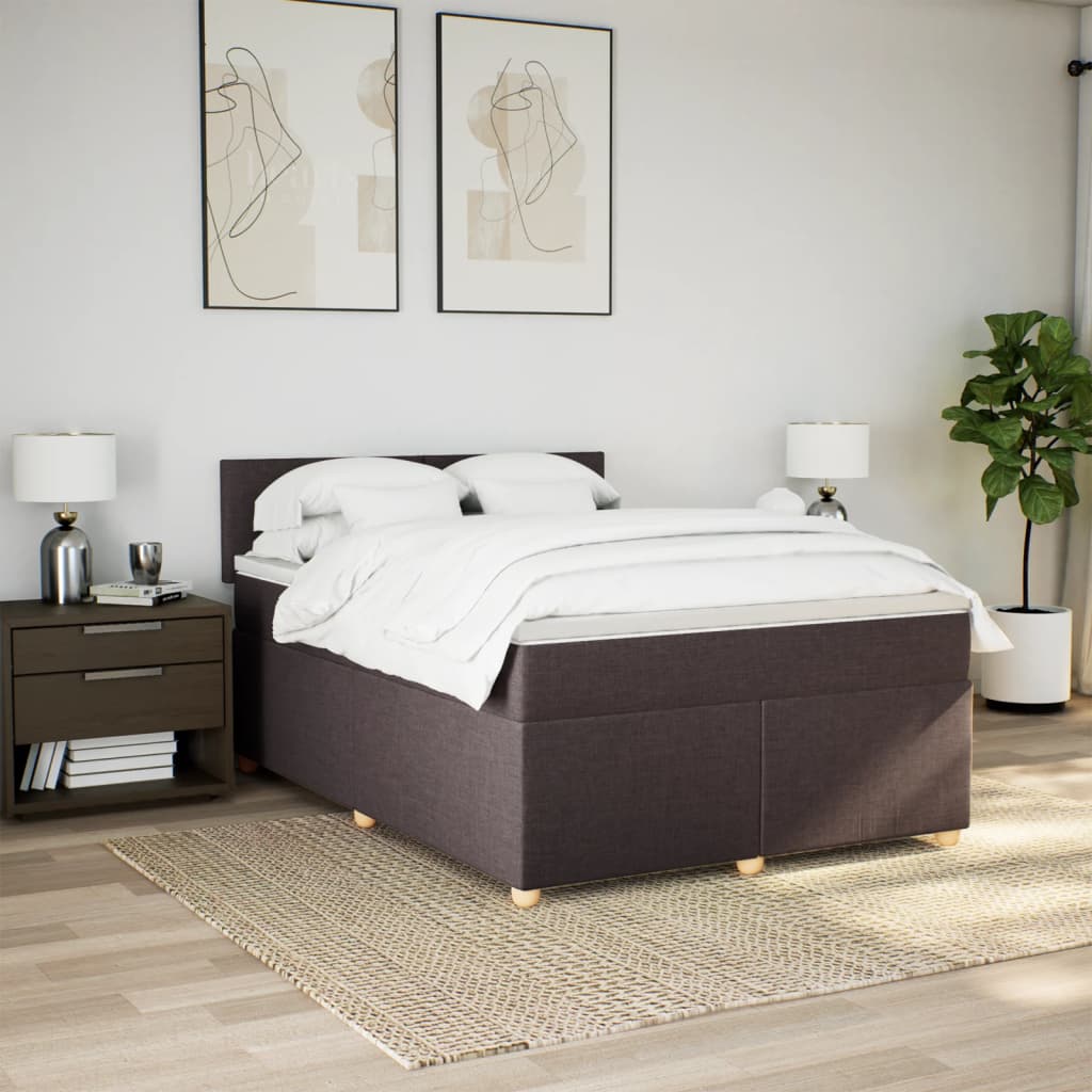 Cama com molas/colchão 140x190 cm tecido castanho-escuro