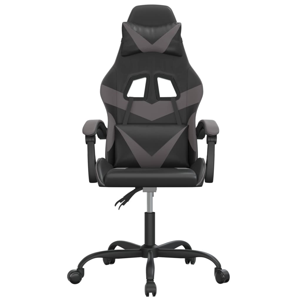 Cadeira gaming giratória couro artificial preto e cinzento