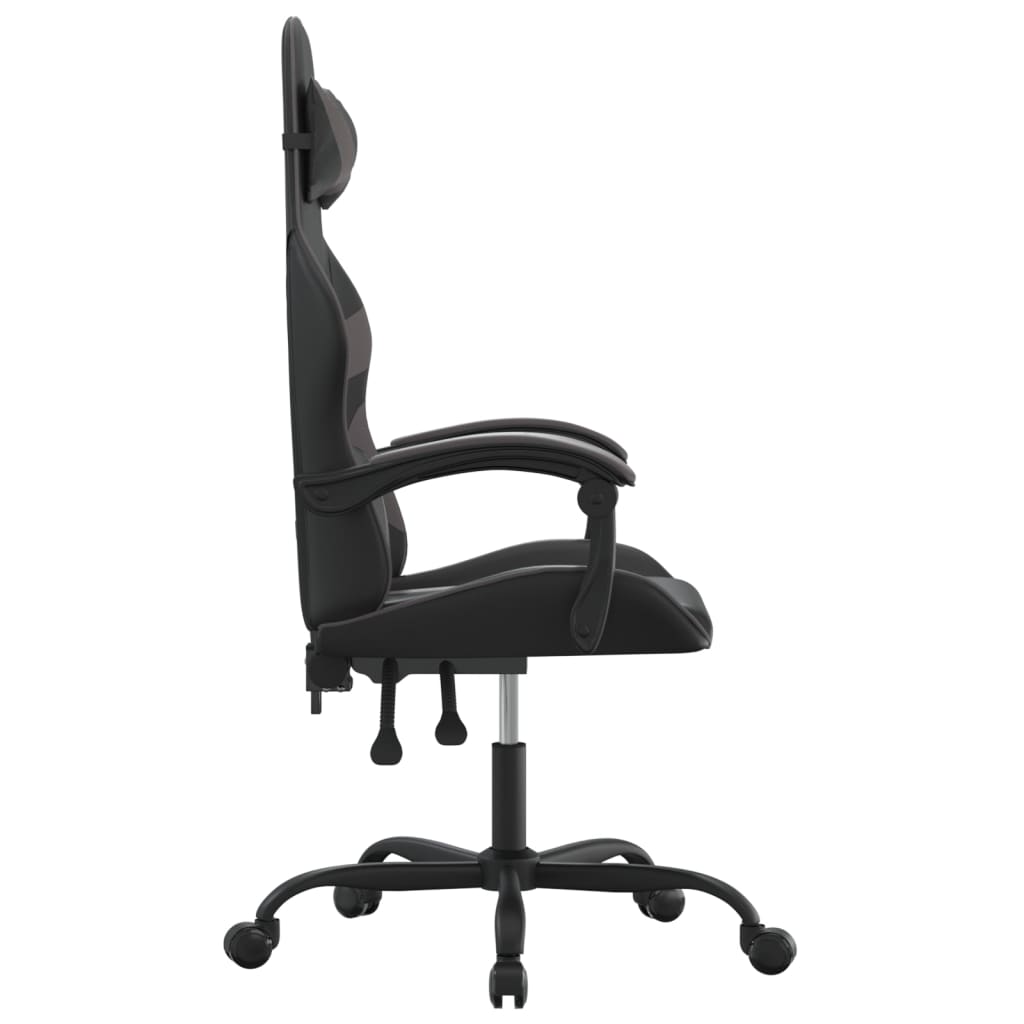 Cadeira gaming giratória couro artificial preto e cinzento