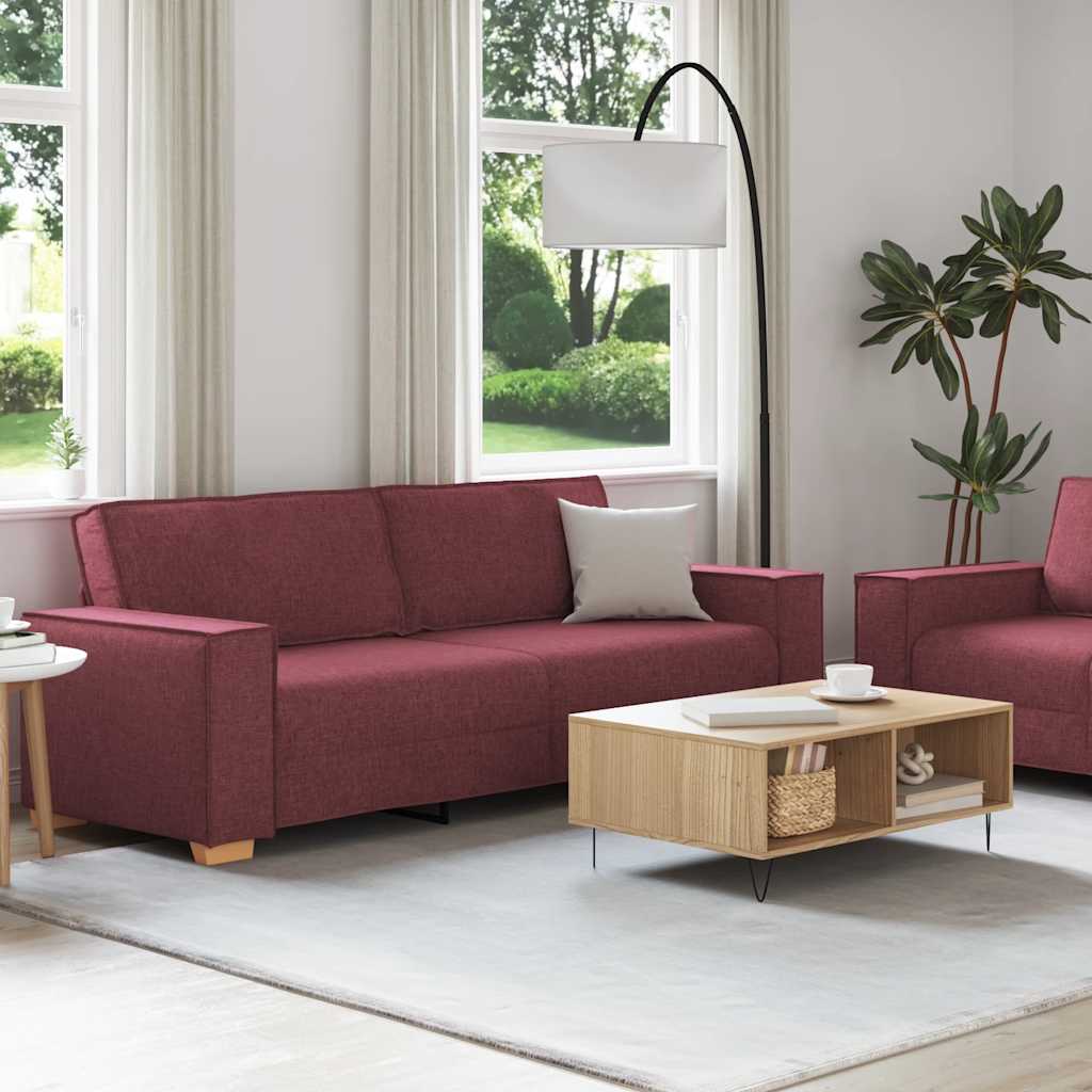 Conjunto de sofá de 2 peças com almofadas em tecido vermelho vinho