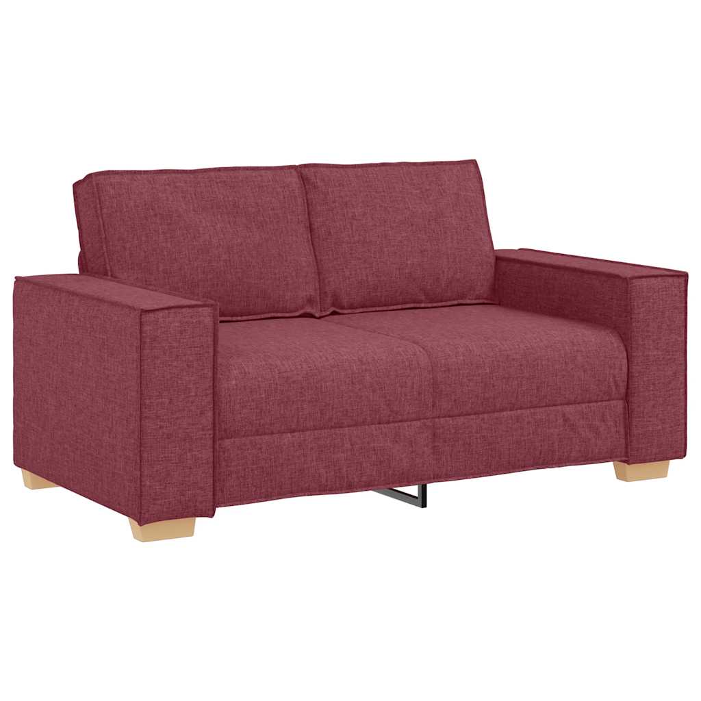 Conjunto de sofá de 2 peças com almofadas em tecido vermelho vinho
