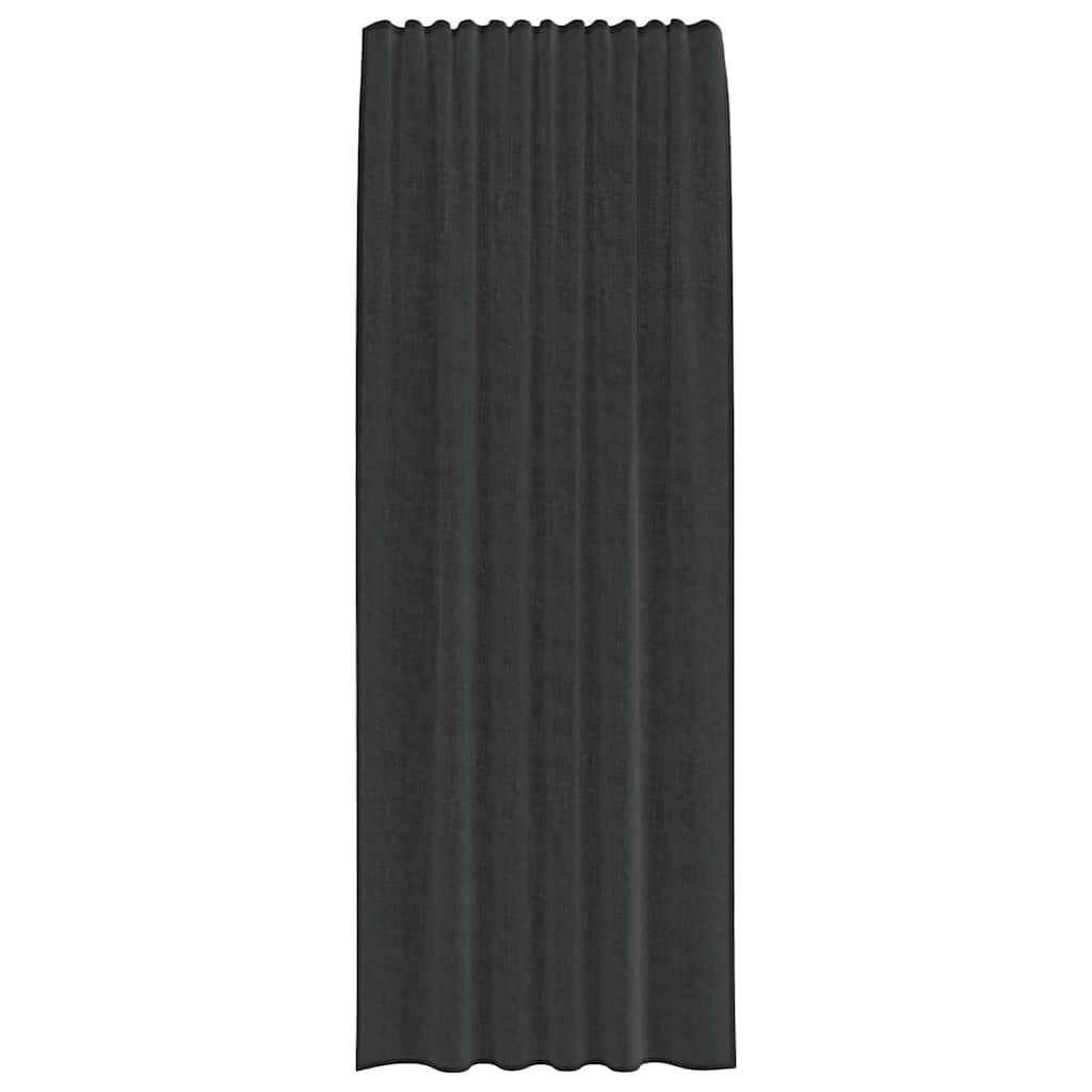 Cortinas de voile com bolsos para varão 2 pcs preto