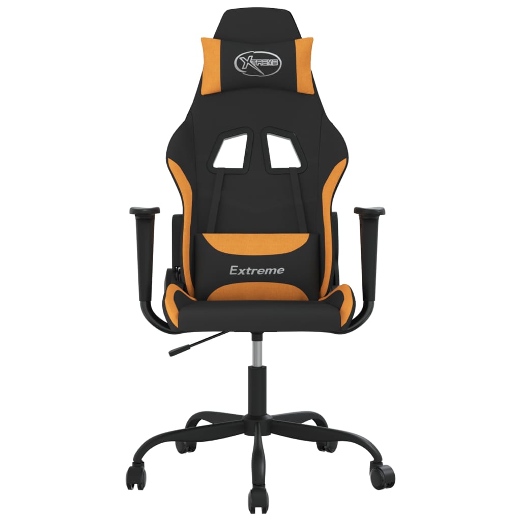 Cadeira gaming de massagens tecido preto e laranja