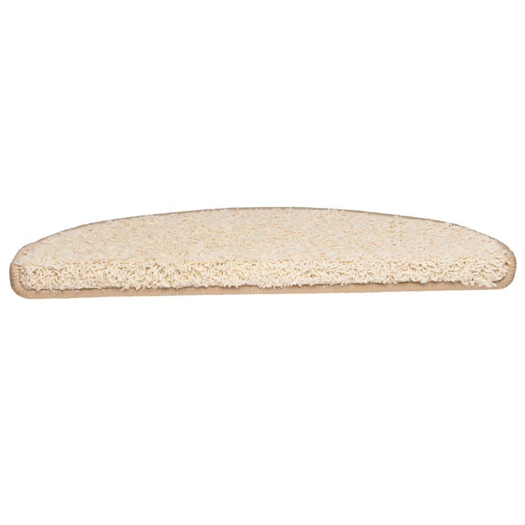 Tapetes de escada 15 peças 65x21x4 cm creme semicircular grande