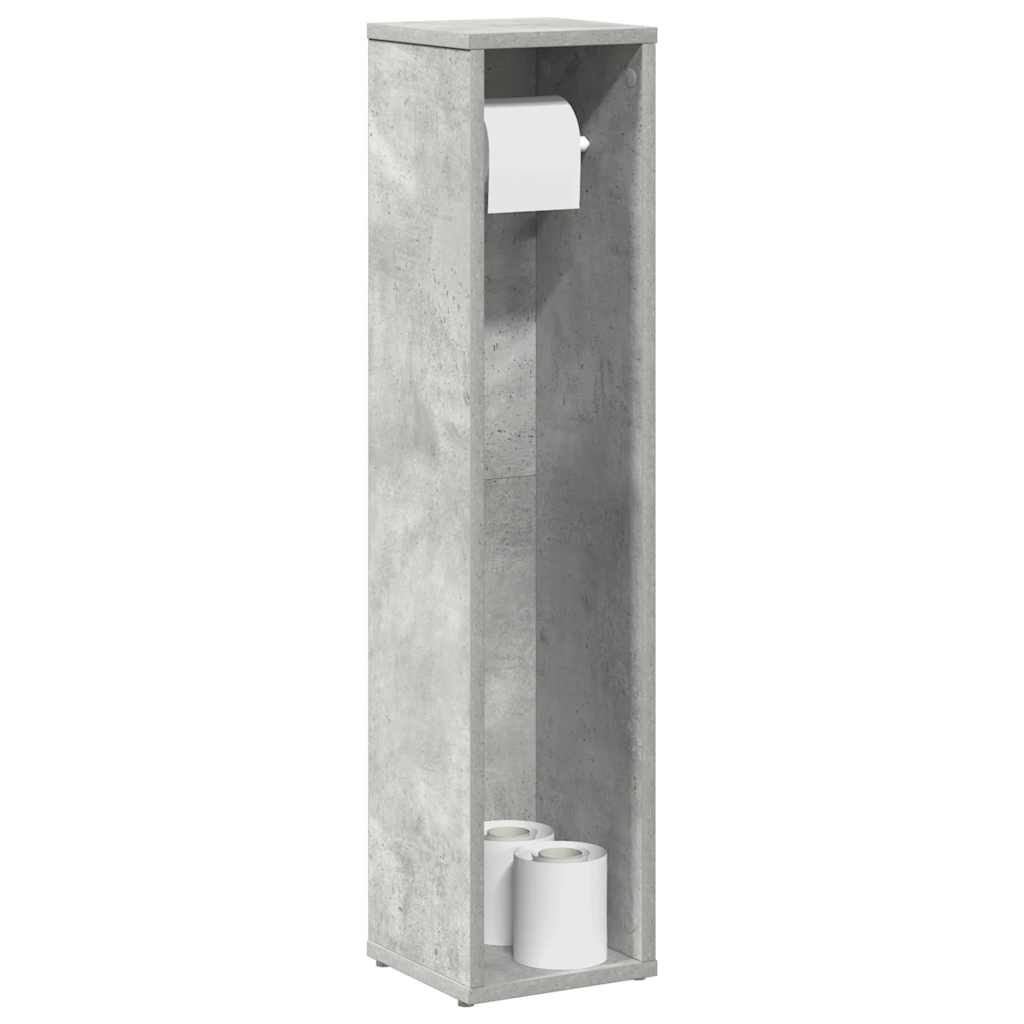 Armário de banheiro com suporte para papel higiênico, cinza concreto, 20,5 x 20 x 90 cm