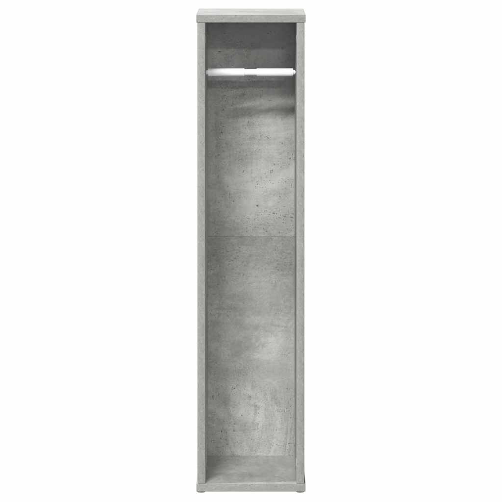 Armário de banheiro com suporte para papel higiênico, cinza concreto, 20,5 x 20 x 90 cm