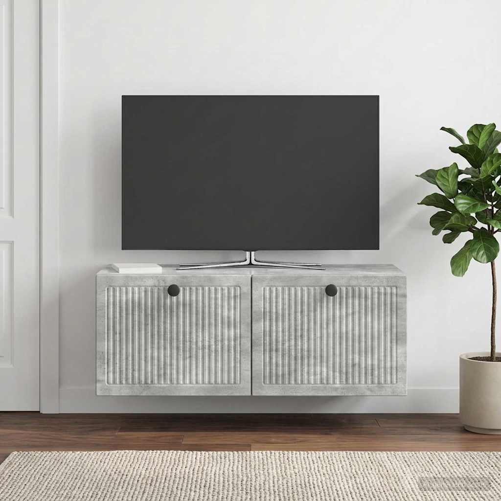 Gabinete de TV de parede cinzento cimento 78,5 x 31 x 30 cm