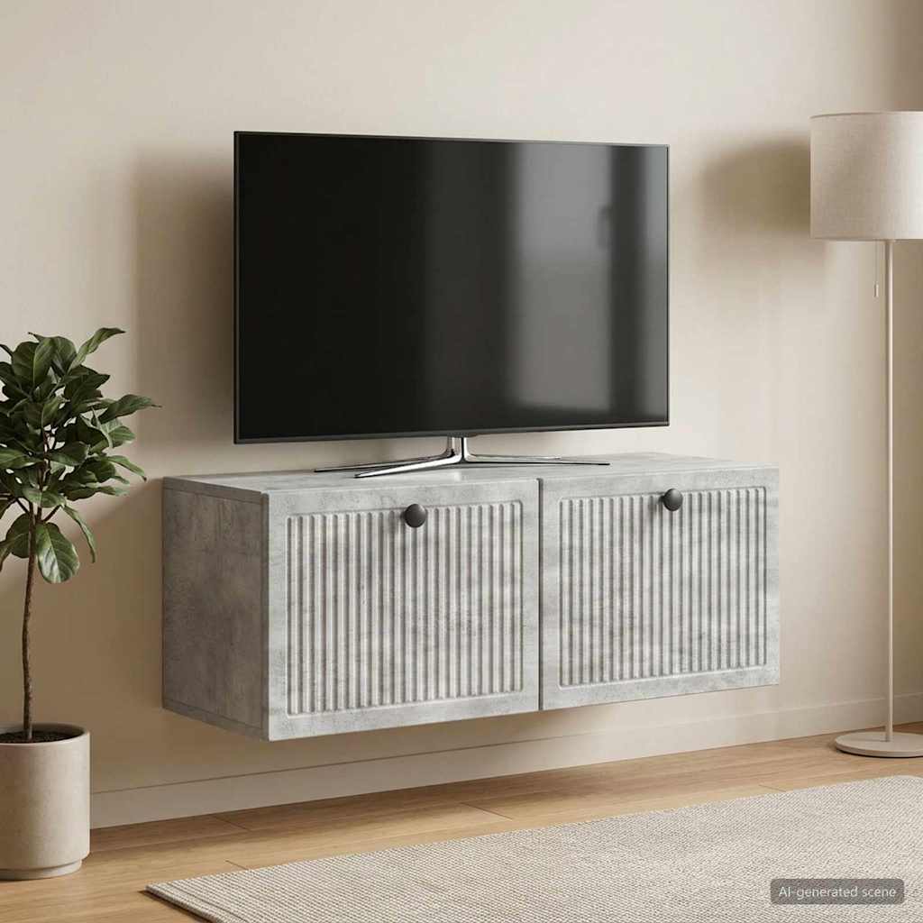 Gabinete de TV de parede cinzento cimento 78,5 x 31 x 30 cm