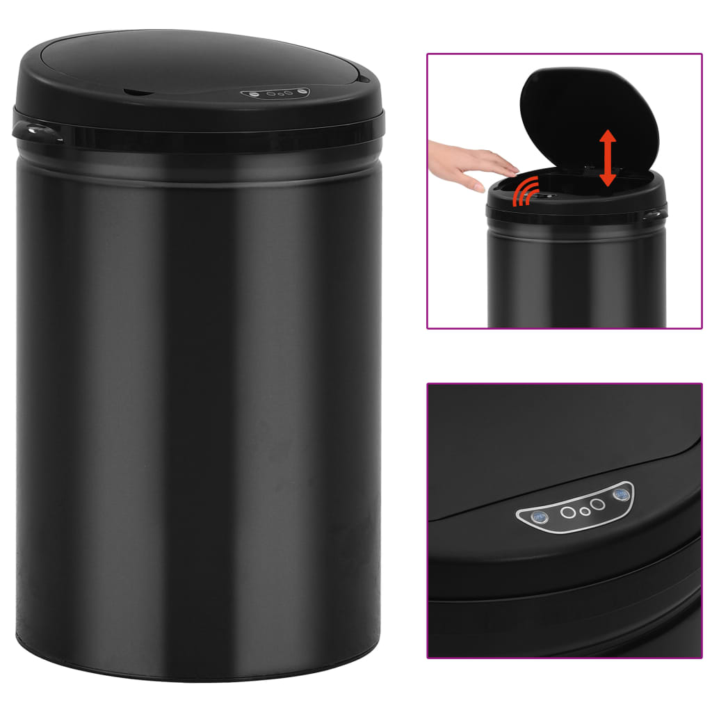 Caixote do lixo com sensor automático 30 l aço carbono preto