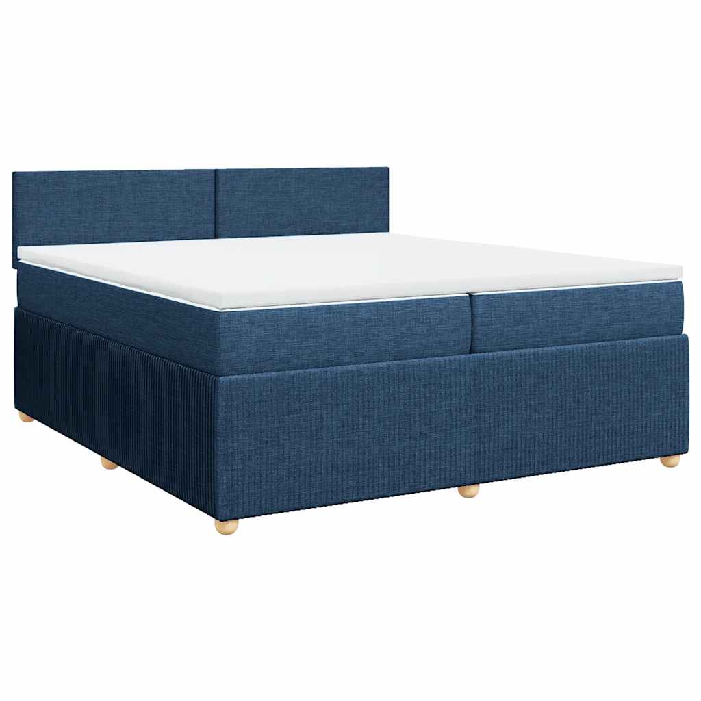 Cama com molas/colchão 200x200 cm tecido azul
