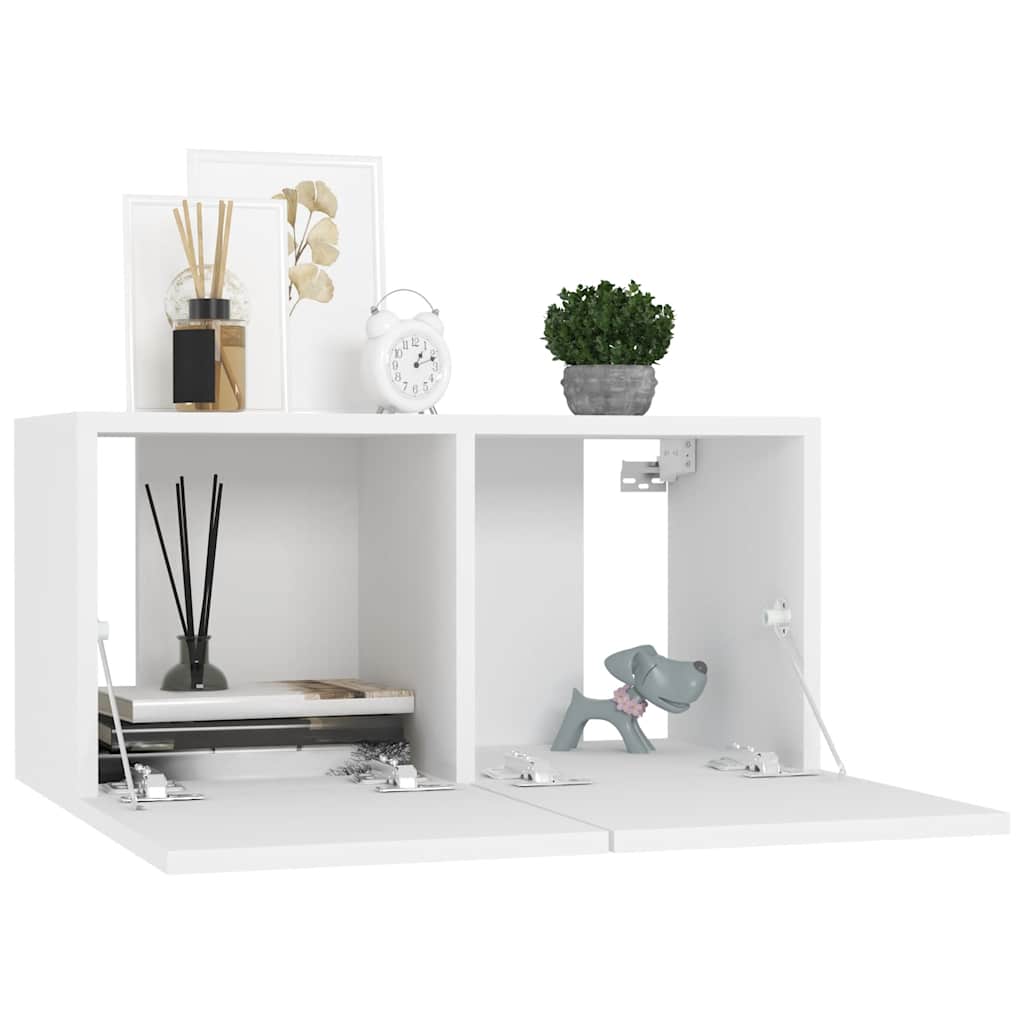 4 Pcs conjunto de móveis de TV contraplacado branco
