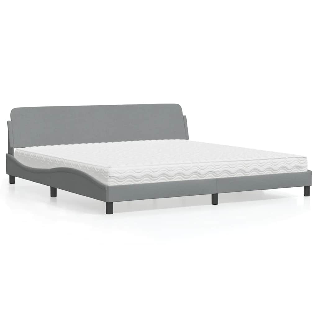 Cama com colchão dover 200x200 cm tecido cinzento-claro