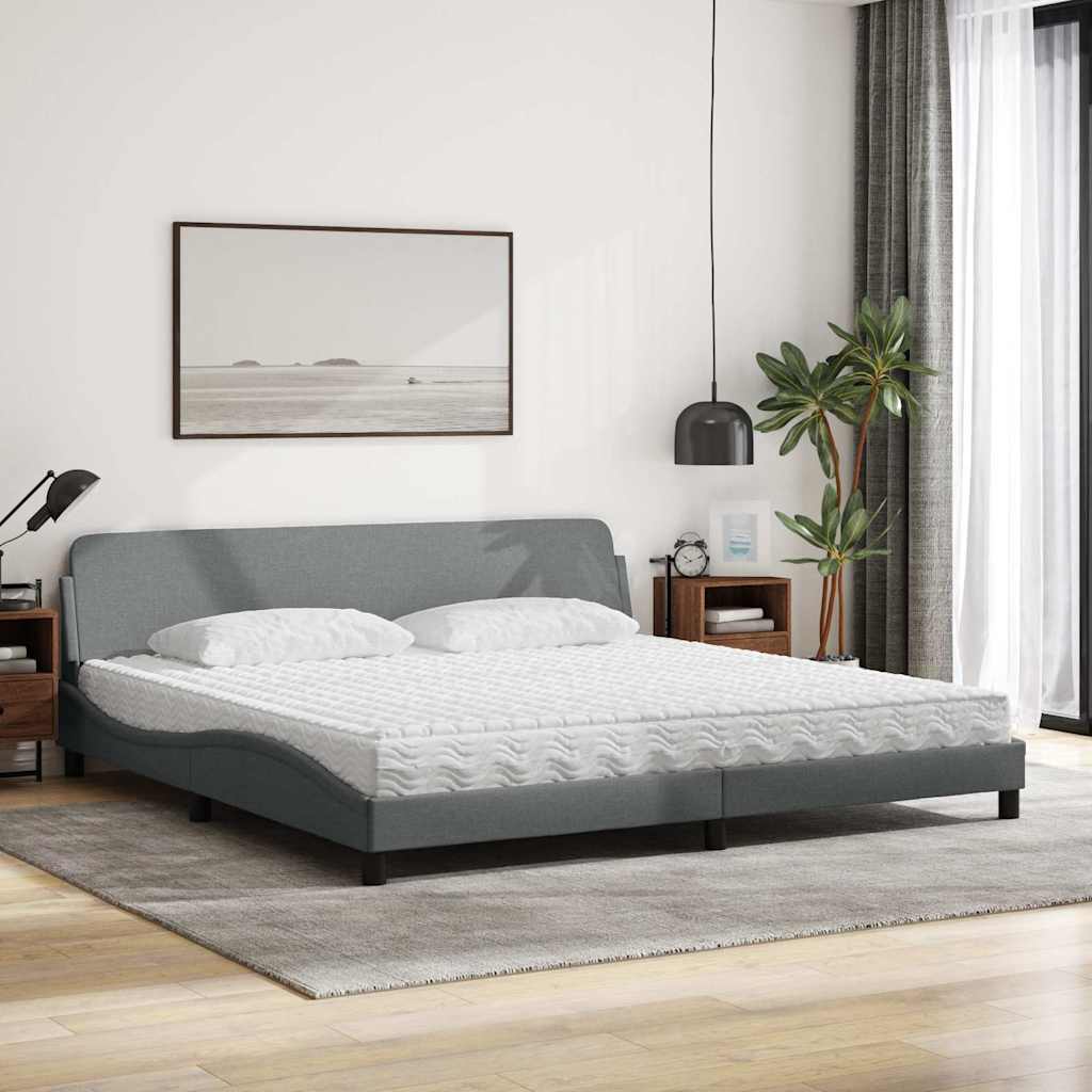 Cama com colchão dover 200x200 cm tecido cinzento-claro