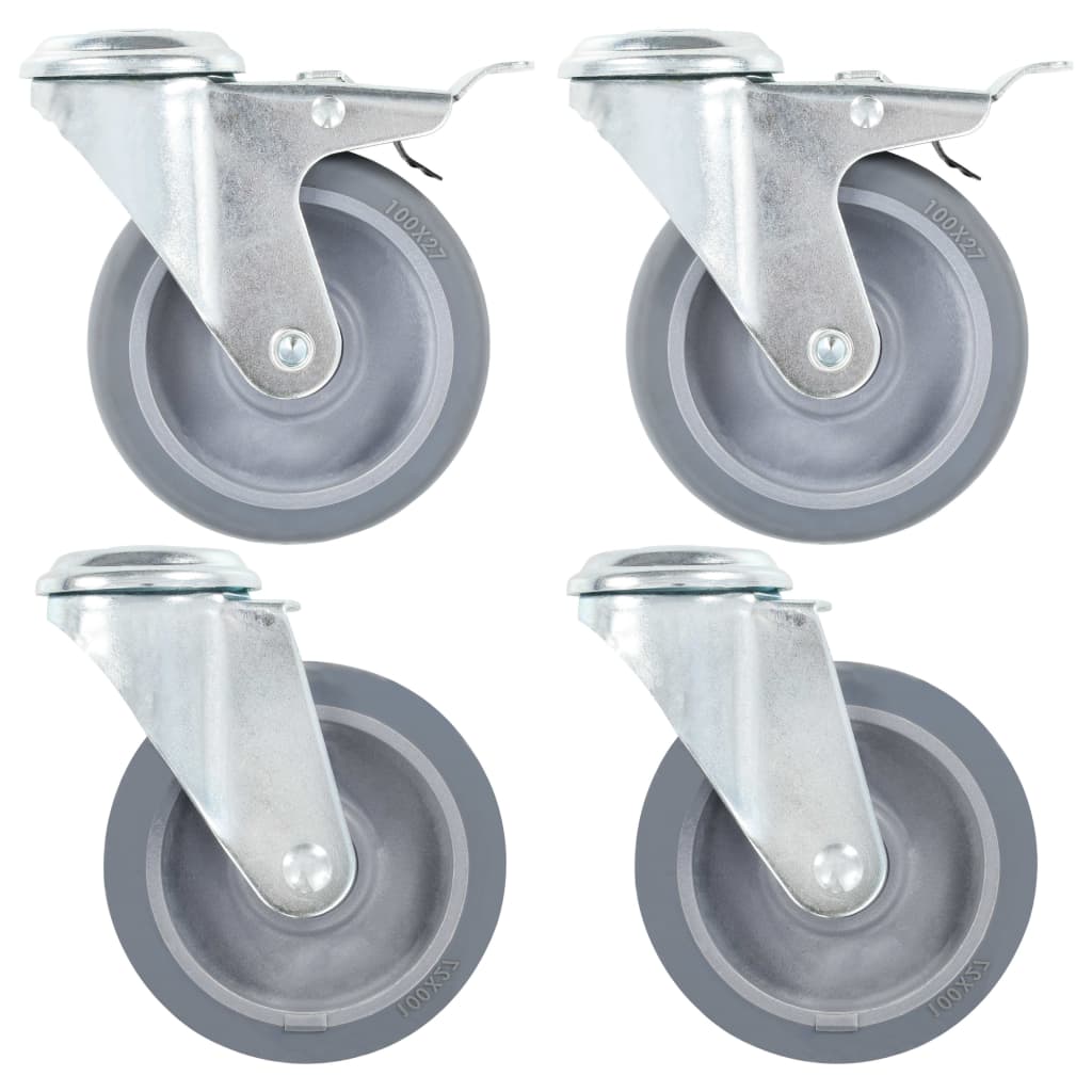 Rodas giratórias com furo 4 pcs 100 mm