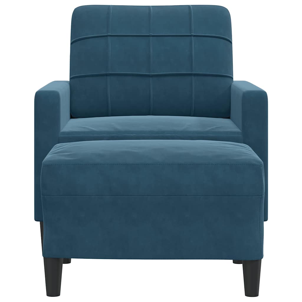 Poltrona com apoio de pés 60 cm veludo azul