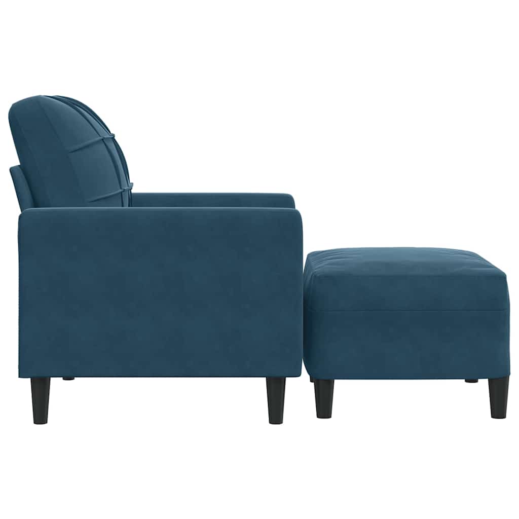 Poltrona com apoio de pés 60 cm veludo azul