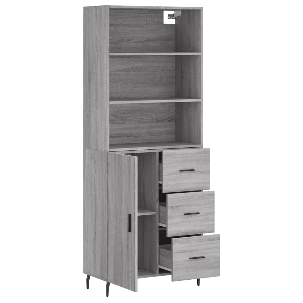 Armário alto 69,5x34x180 cm derivados de madeira sonoma cinza