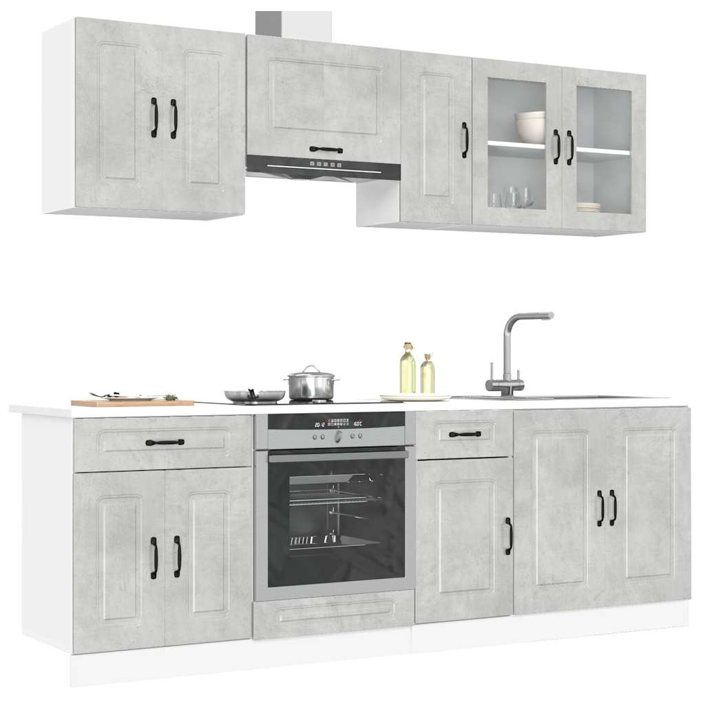 8 Peças armário de cozinha conjunto kalmar cinzento cimento