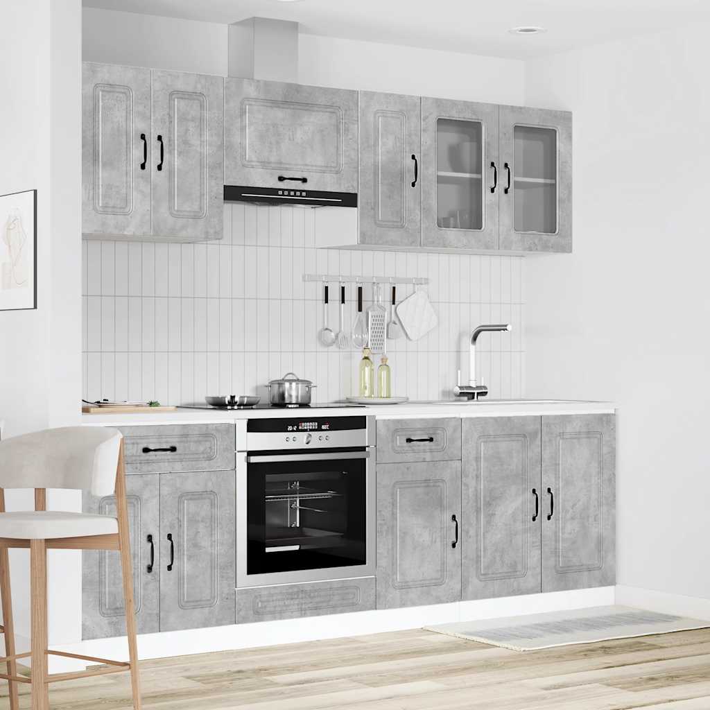 8 Peças armário de cozinha conjunto kalmar cinzento cimento