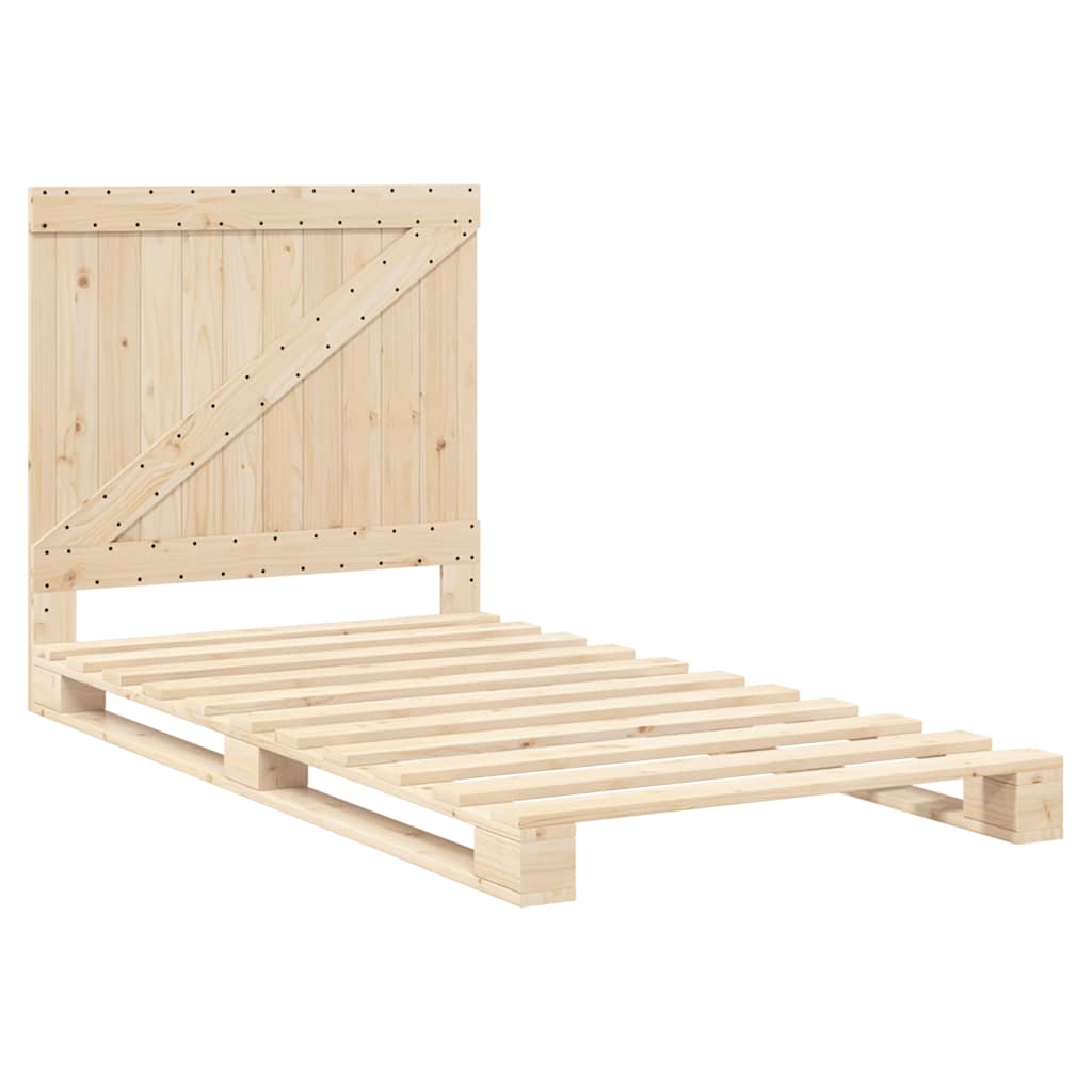 Estrutura de cama com cabeceira 100x200cm pinho maciço