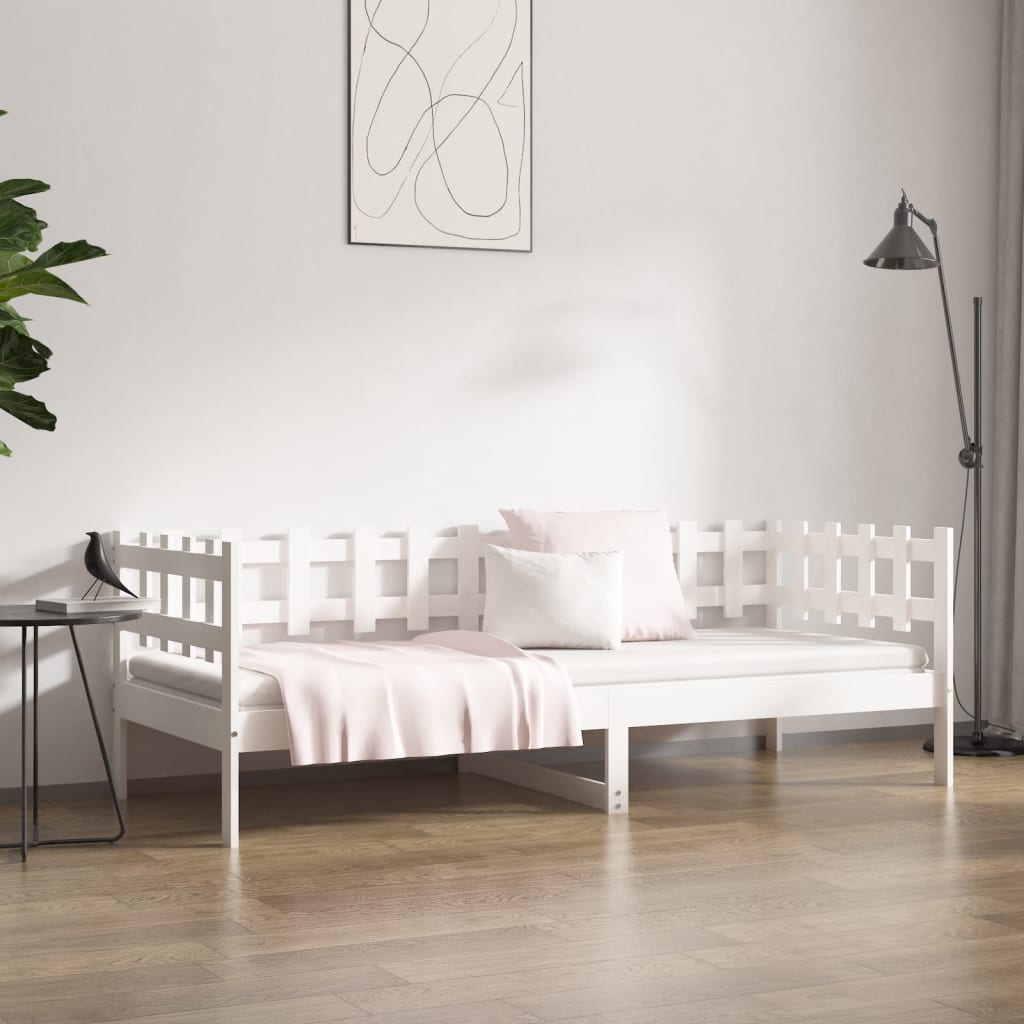 Sofá-cama sem colchão 80x200 cm madeira de pinho maciça branco