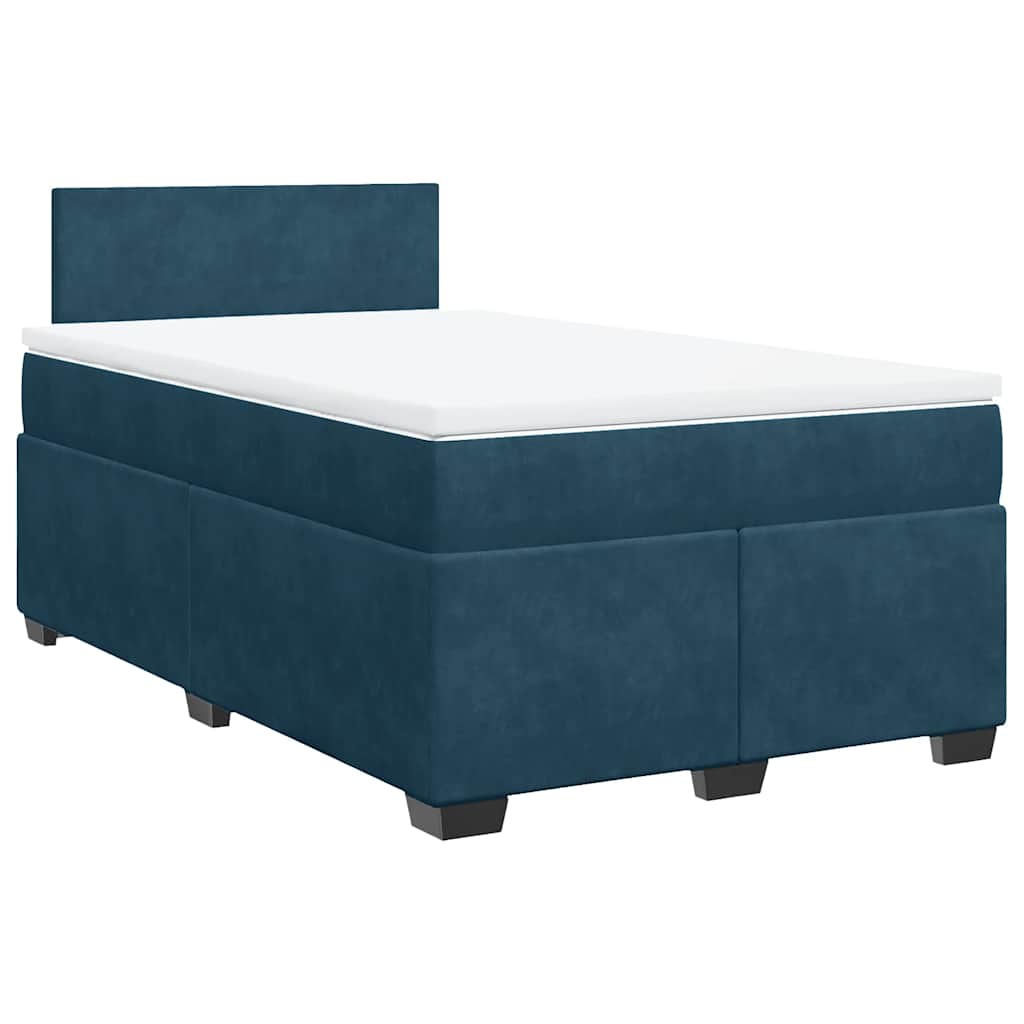 Cama boxspring com colchão 120x200 cm veludo azul