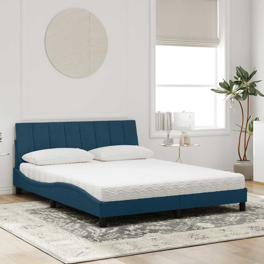 Cama com colchão hanko 160x200 cm veludo azul