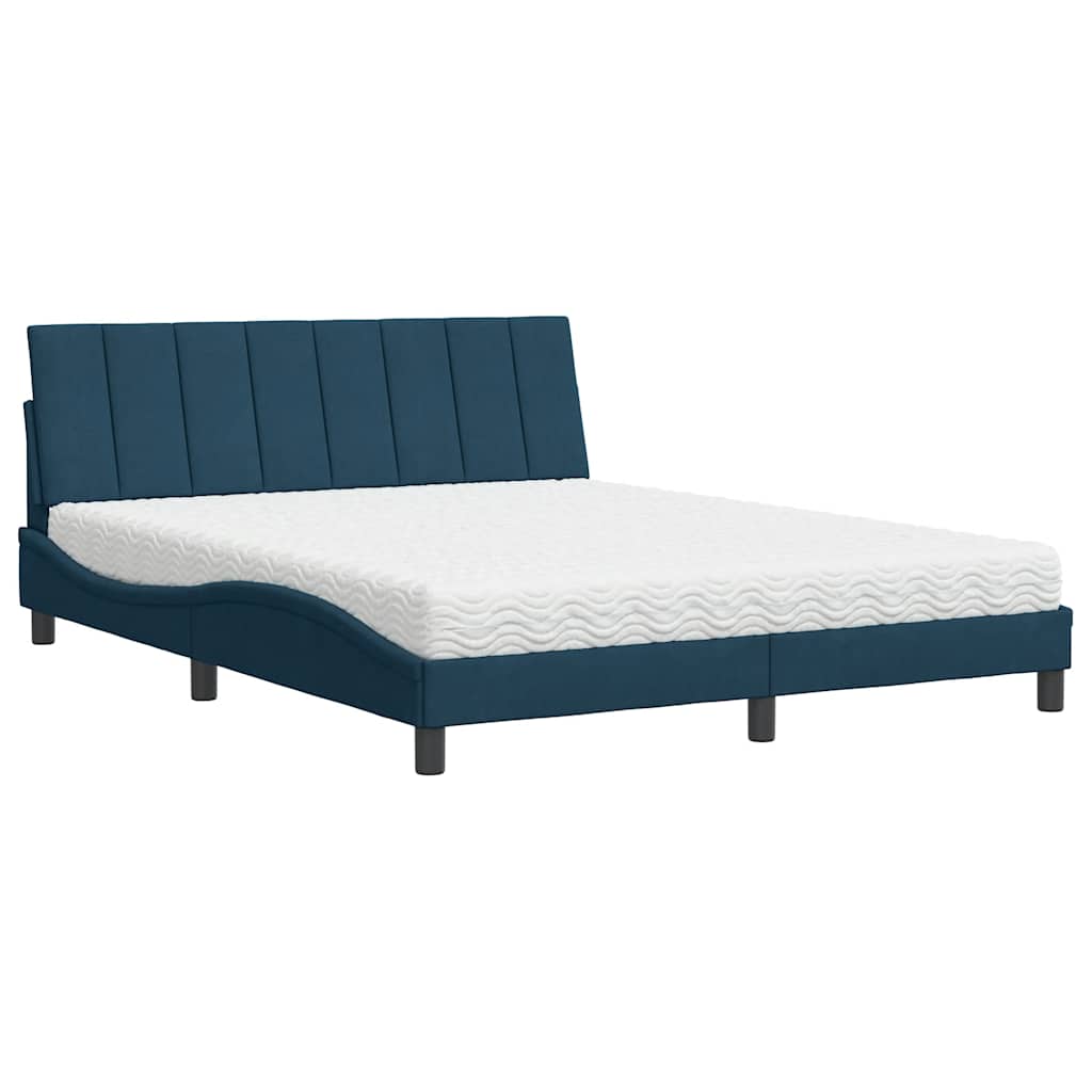 Cama com colchão hanko 160x200 cm veludo azul