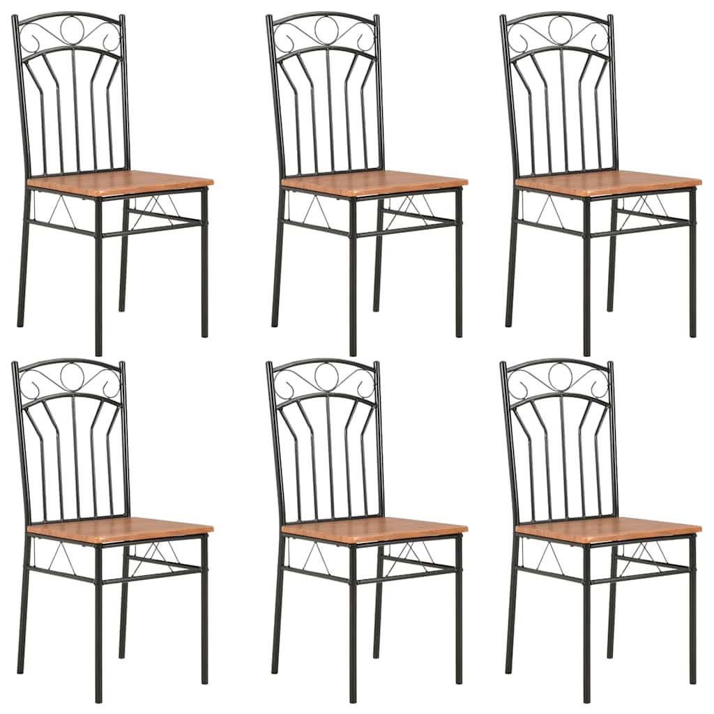 Cadeiras de jantar 6 pcs MDF castanho