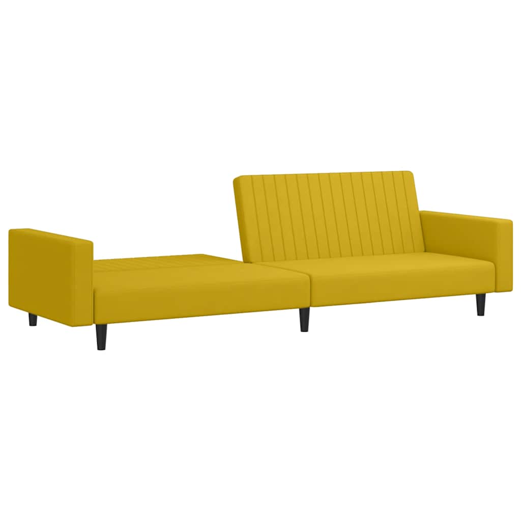 Sofá-cama de 2 lugares veludo amarelo