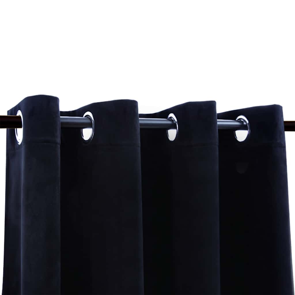 Cortinas blackout com argolas 2 pcs 140x225 cm veludo preto