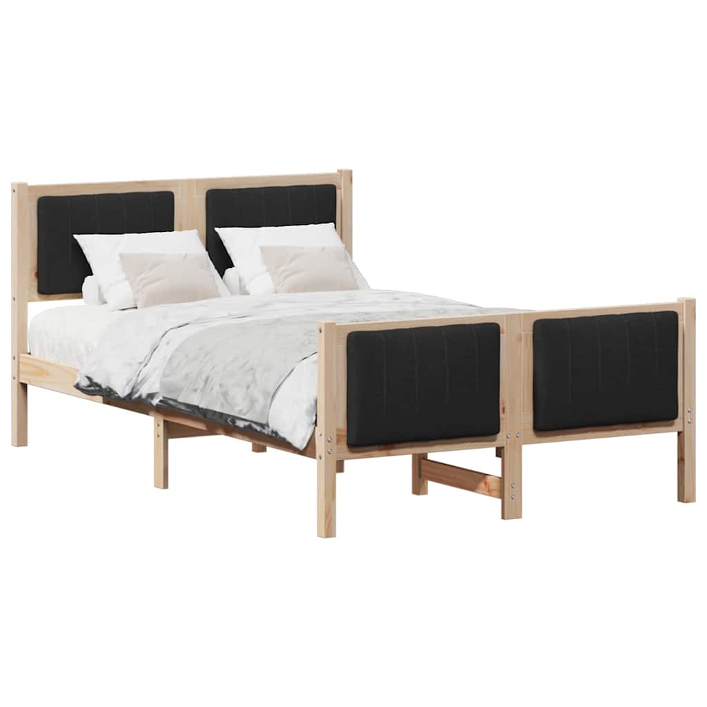 Estrutura da cama com cabeceira castanho e preto 120 x 200 cm