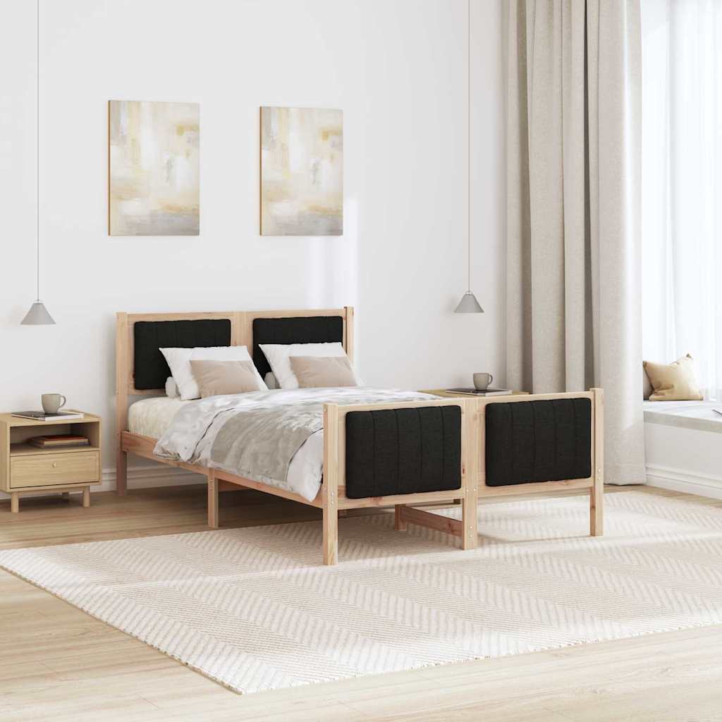 Estrutura da cama com cabeceira castanho e preto 120 x 200 cm