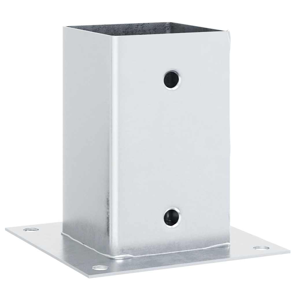 Bases de poste quadradas 12 pcs prata 81x81 mm aço galvanizado
