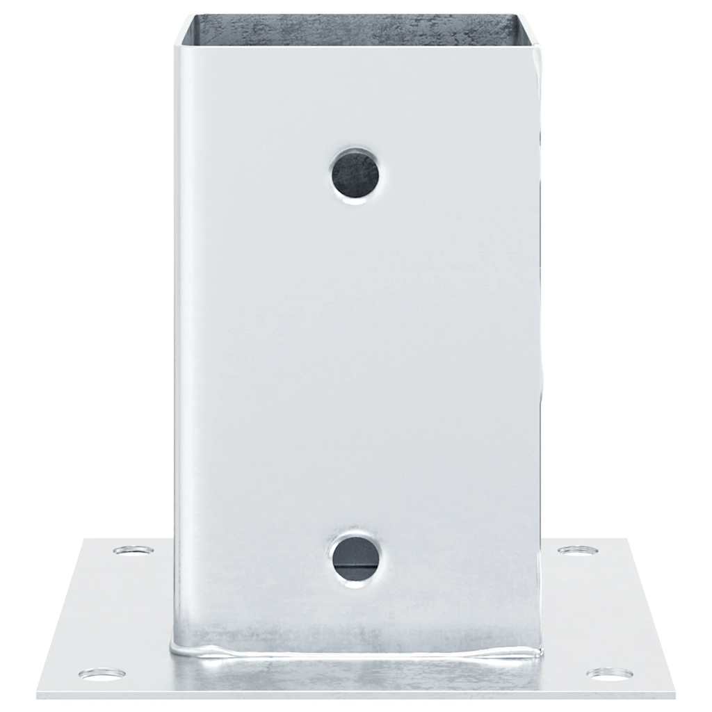 Bases de poste quadradas 12 pcs prata 81x81 mm aço galvanizado