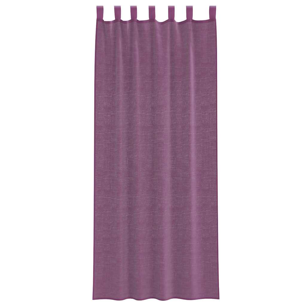 Cortinas de voile com laços 2 pcs roxo 140x260 cm