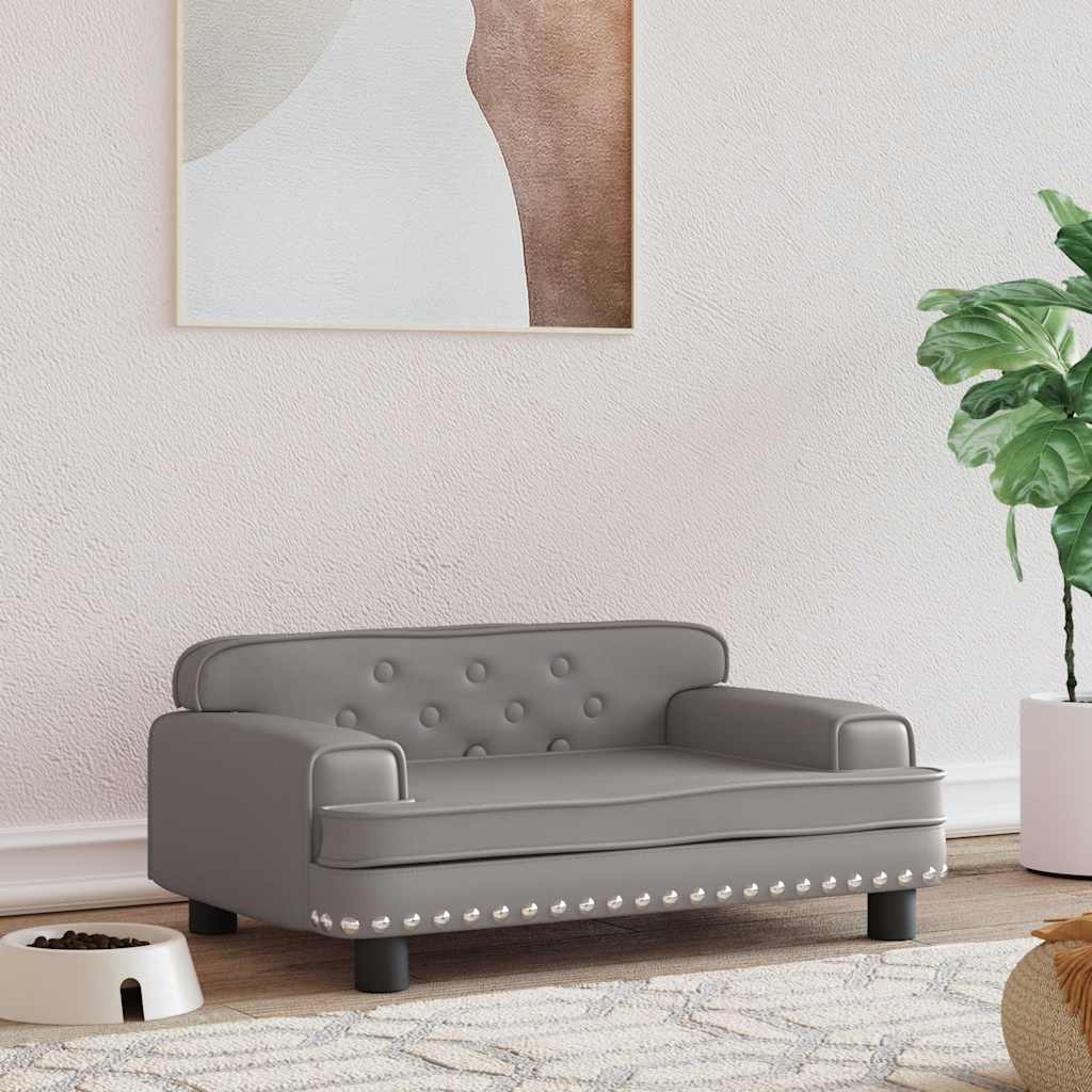 Cama para cães 70x45x30 cm couro artificial cinzento
