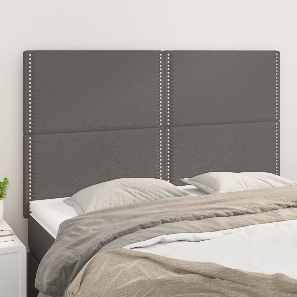 Cabeceira cinza 144x5x118/128 cm couro sintético