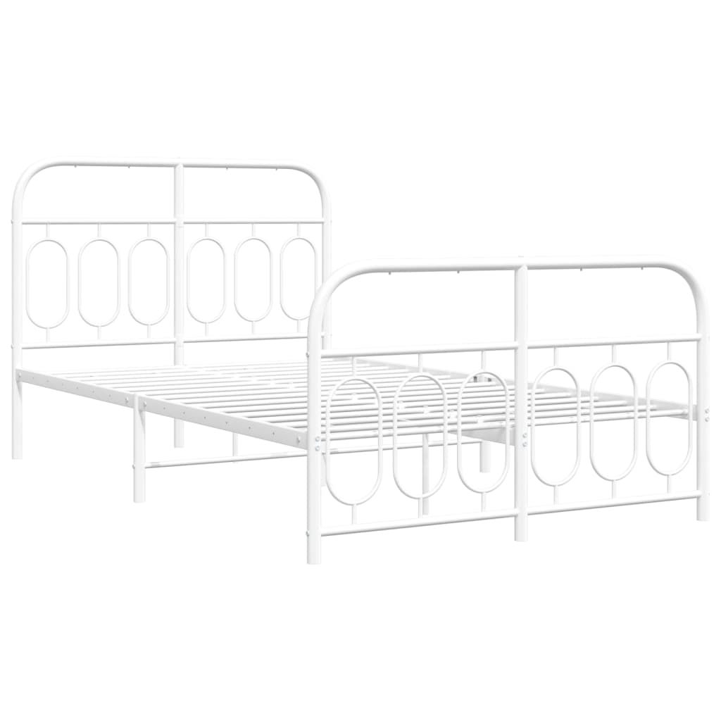 Estrutura de cama com cabeceira e pés 120x200 cm metal branco