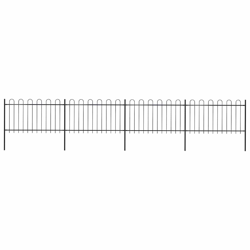 Cerca de jardim com arco superior em aço 671x100 cm preta